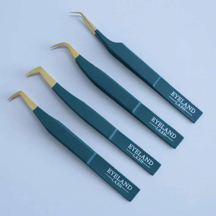 Fiber Tip Emerald Collection - Tweezer Set - Eyeland Lash