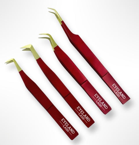 Fiber Tip Red Collection - Tweezer Set - Eyeland Lash